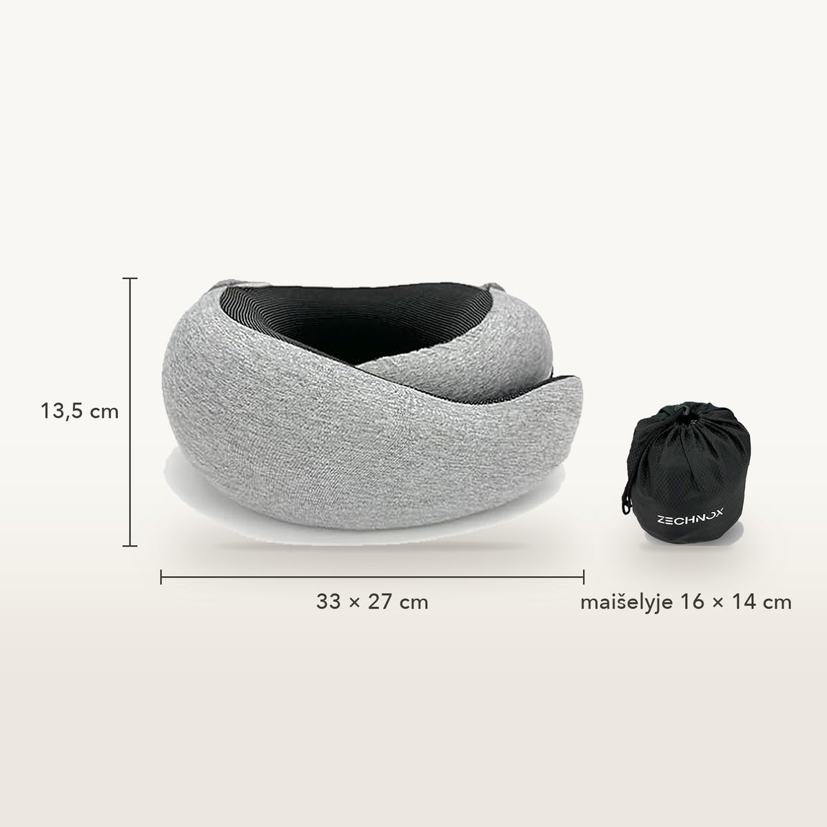 Kaklo pagalvė, memory foam – sidabrinė