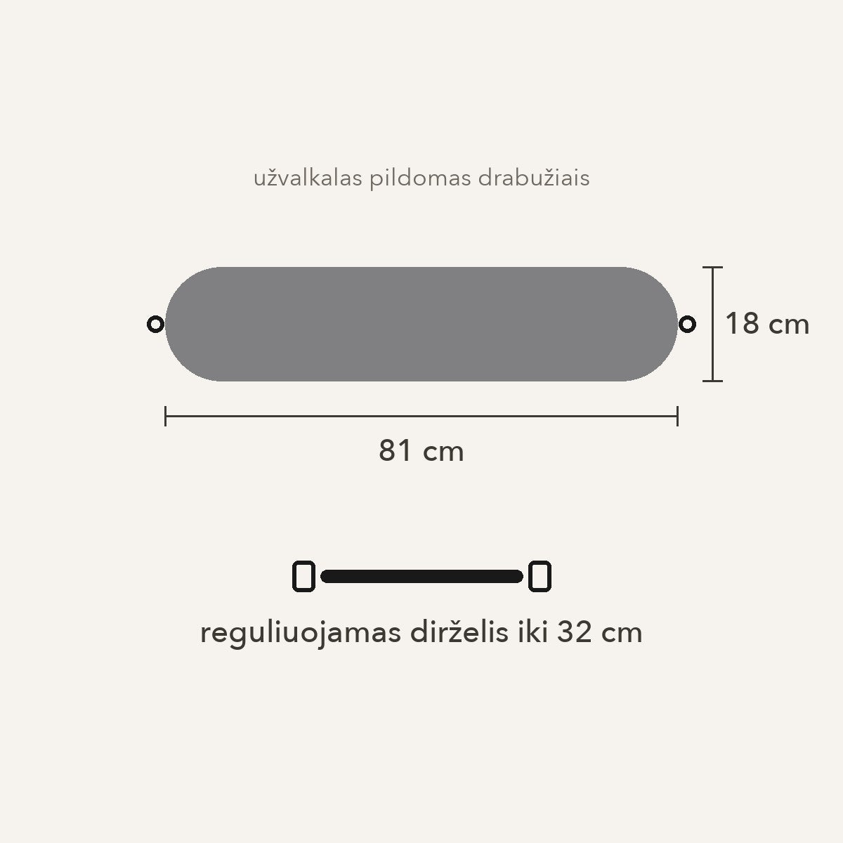 Kelioninė kaklo pagalvėlė, pildoma drabužiais – pilka
