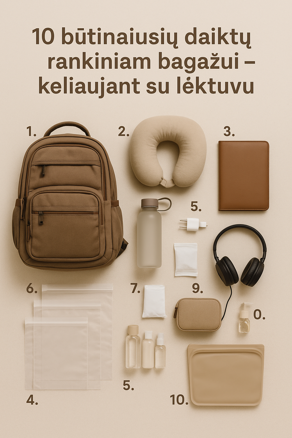 🧳 10 būtiniausių daiktų rankiniam bagažui – keliaujant su lėktuvu