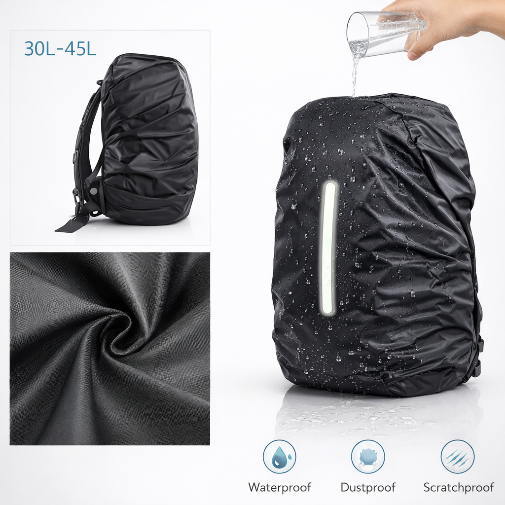 Kuprinės lietaus apsauga 30L–45L su atšvaitais