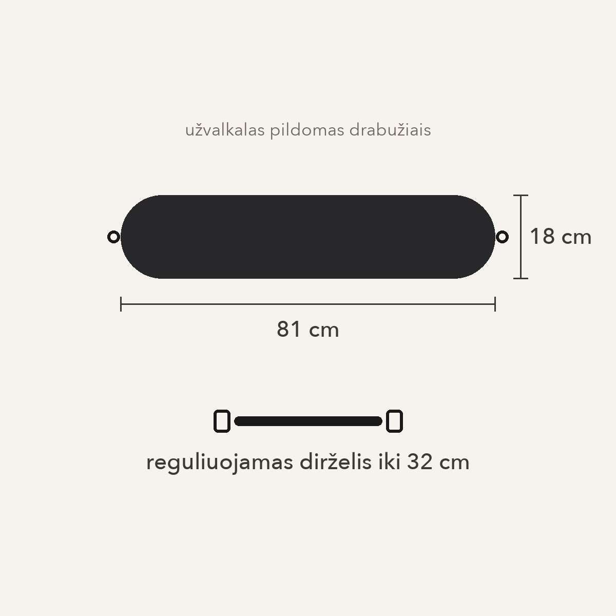 Kelioninė kaklo pagalvėlė, pildoma drabužiais – juoda