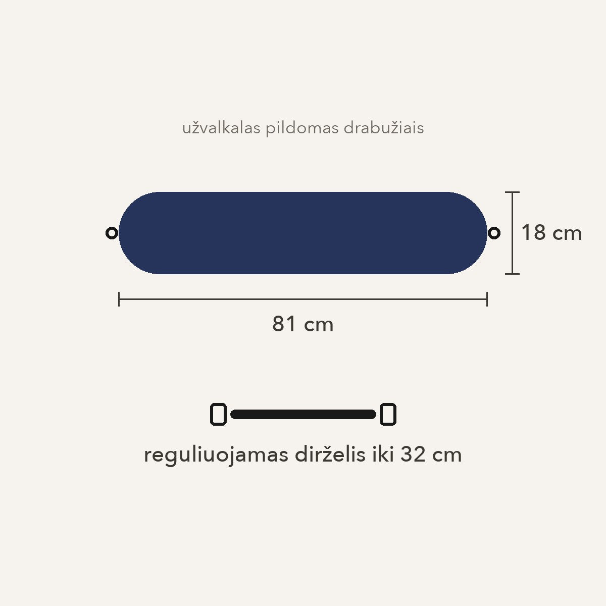 Kelioninė kaklo pagalvėlė, pildoma drabužiais – tamsiai mėlyna