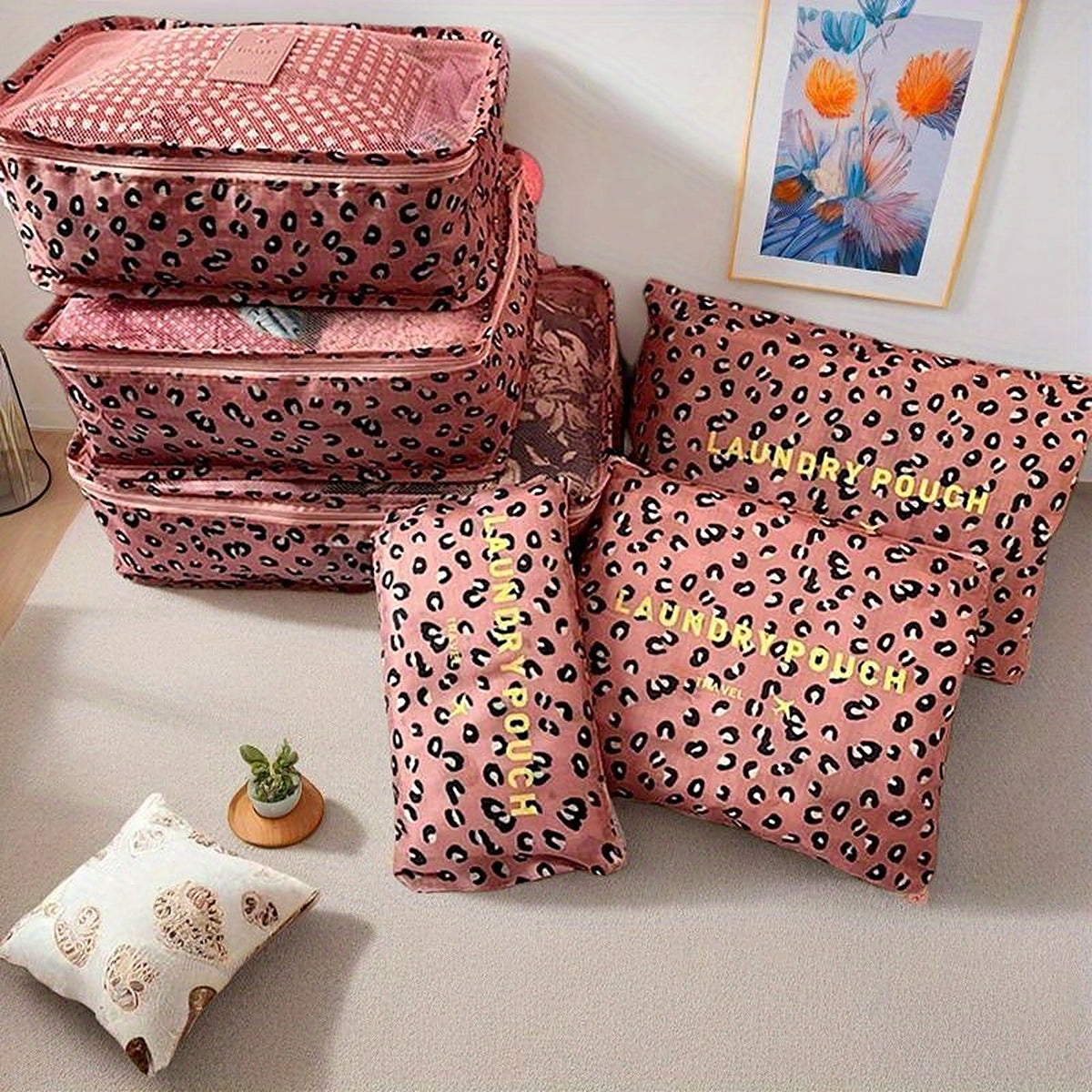 Kelioniniai dėklai, 6 dalys – rožinis leopardas